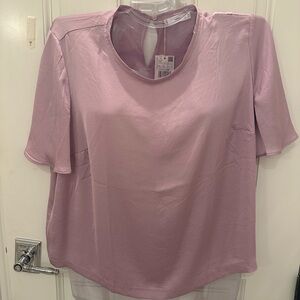 Mango faux satin lilac blouse